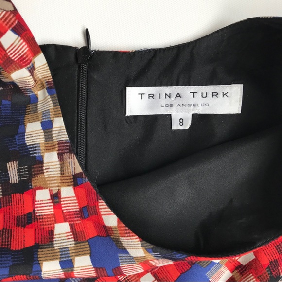 Trina Turk Silk Janny Plaid Print Dress - Picture 2 of 4